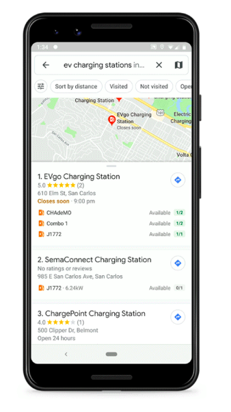 Google Maps eletr opostos