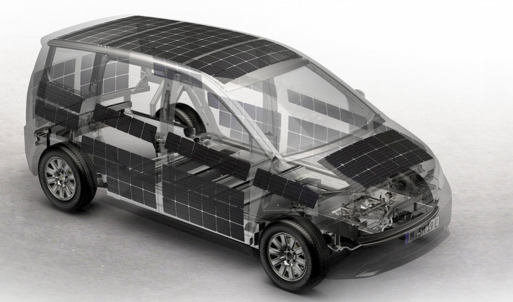 carro elétrico células solares